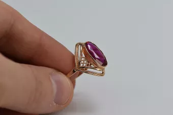Russisch Sowjetrosa 14 Karat 585 Gold Alexandrit Rubin Smaragd Saphir Zirkon Ring vrc039