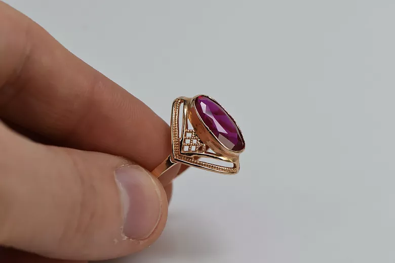 Russian Soviet rose 14k 585 gold Alexandrite Ruby Emerald Sapphire Zircon ring  vrc039