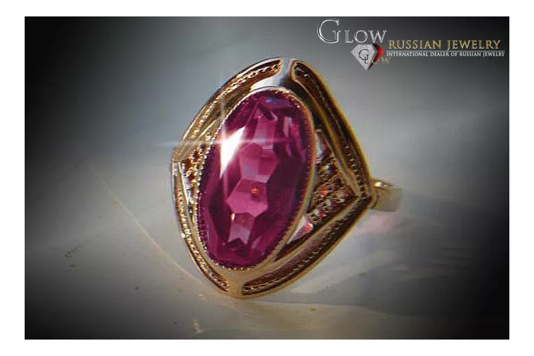 Ruso Soviet rosa 14k 585 oro Alejandrita Rubí Esmeralda Zafiro Zircón anillo vrc039