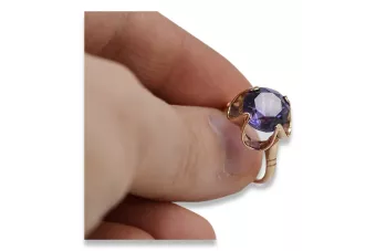 Sovietų 14k 585 aukso Rusijos rožinio aukso žiedas su Aleksandrinu Rubinu Sapiru Smaragdu Zirkonija vrc042