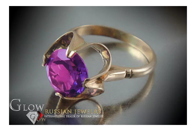 Ruso Soviet rosa 14k 585 oro Alejandrita Rubí Esmeralda Zafiro Zircón anillo vrc042
