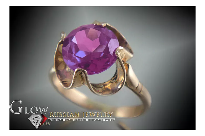 Ruso Soviet rosa 14k 585 oro Alejandrita Rubí Esmeralda Zafiro Zircón anillo vrc042