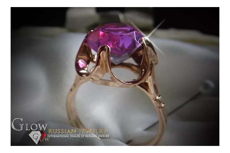 Ruso Soviet rosa 14k 585 oro Alejandrita Rubí Esmeralda Zafiro Zircón anillo vrc042