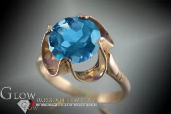 Anillo de oro rosa soviético ruso 14K Alejandrita Rubí Esmeralda Zafiro Zircon 585 vrc042