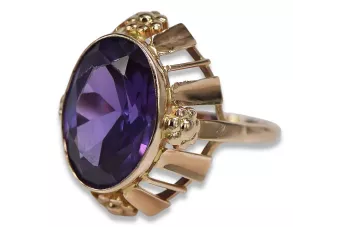 Vintage Rose Gold Ring 14K Alexandrite Ruby Emerald Sapphire Zircon 585 vrc043
