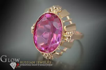 Vintage Rose Gold Ring 14K Alexandrite Ruby Emerald Sapphire Zircon 585 vrc043