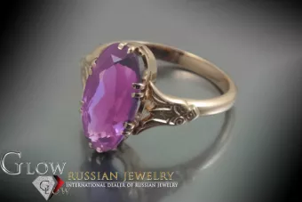 Vintage Rose Gold Ring 14K Alexandrite Ruby Emerald Sapphire Zircon 585 vrc058