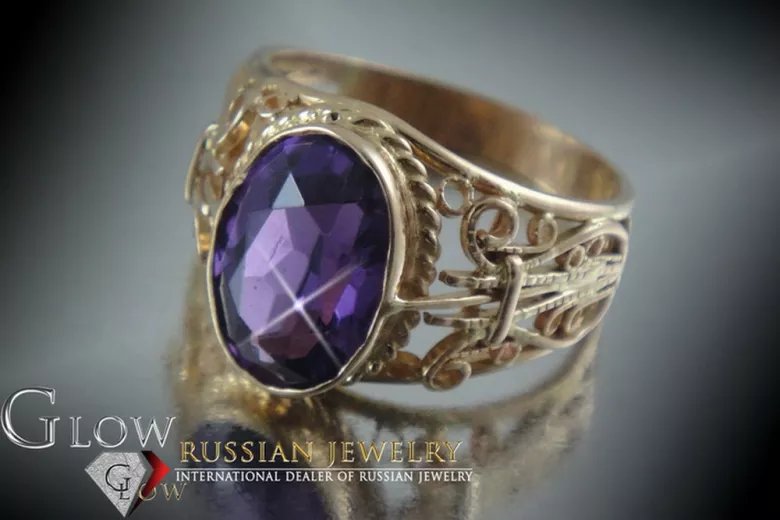 Radziecki 14k 585 złoty Rosyjski pierścionek z różowego złota z Aleksandrytem Rubinem Szafirem Szmaragdem Cyrkonią vrc060