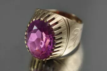 Vintage Rose Gold Ring 14K Alexandrite Ruby Emerald Sapphire Zircon 585 vrc066