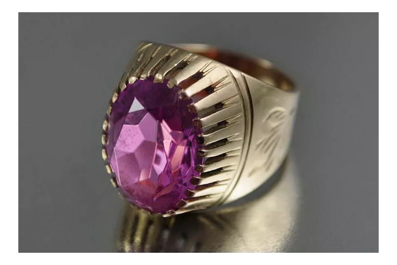 Russian Soviet rose 14k 585 gold Alexandrite Ruby Emerald Sapphire Zircon ring  vrc066