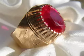 Sovietų 14k 585 aukso Rusijos rožinio aukso žiedas su Aleksandrinu Rubinu Sapiru Smaragdu Zirkonija vrc066