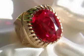 Sovietų 14k 585 aukso Rusijos rožinio aukso žiedas su Aleksandrinu Rubinu Sapiru Smaragdu Zirkonija vrc066