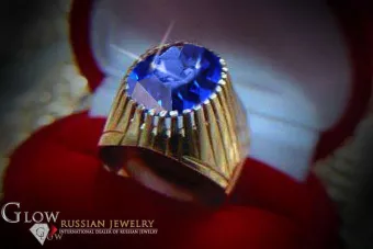 Sovietų 14k 585 aukso Rusijos rožinio aukso žiedas su Aleksandrinu Rubinu Sapiru Smaragdu Zirkonija vrc066