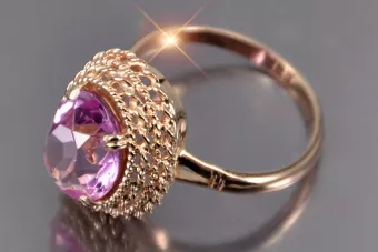Radziecki 14k 585 złoty Rosyjski pierścionek z różowego złota z Aleksandrytem Rubinem Szafirem Szmaragdem Cyrkonią vrc068