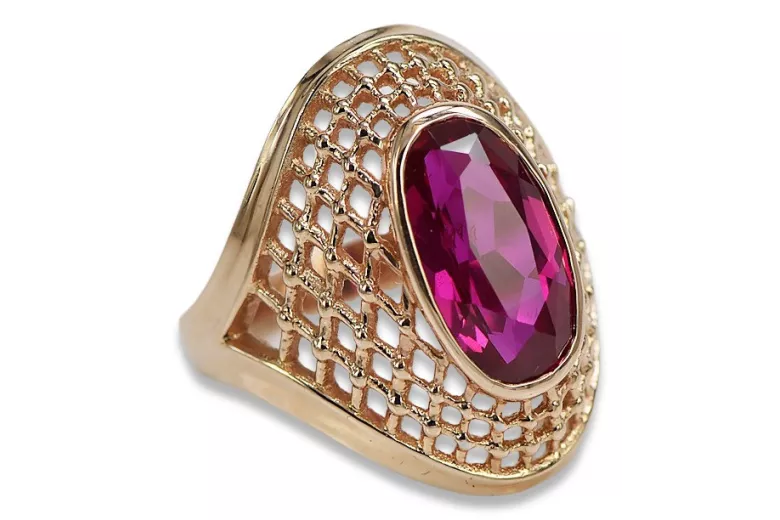 Ruso Soviet rosa 14k 585 oro Alejandrita Rubí Esmeralda Zafiro Zircón anillo vrc156