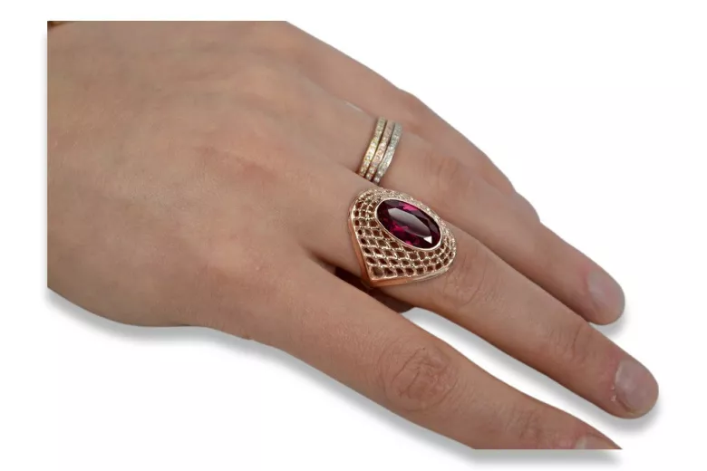 Russian Soviet rose 14k 585 gold Alexandrite Ruby Emerald Sapphire Zircon ring  vrc156
