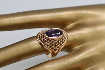 Σοβιετικό 14k 585 χρυσό Ρωσικό ροζ χρυσό δαχτυλίδι με Αλεξανδρίτη Ρουβίνι Σαφείρι Σμαράγδι Ζυρκόνια vrc156
