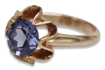 Vintage Rose Gold Ring 14K Alexandrite Ruby Emerald Sapphire Zircon 585 vrc046