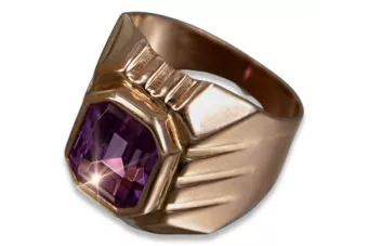 Ρωσική ανδρική δαχτυλίδι από κόκκινο ροζ 14k χρυσό 585 με Αλεξανδρίτη Vintage vsc002