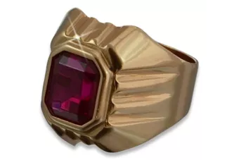 Ruský muž Sygnet s červenou růžovou 14k zlatem 585 s Alexandrite vinobraní VSC002