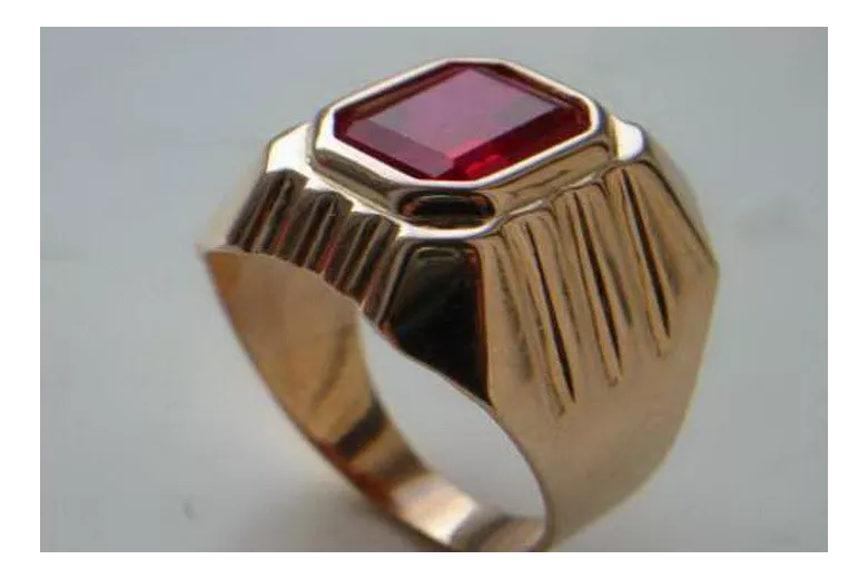 Vyrų rusų žiedas raudonas rožinis 14k aukso 585 su Aleksandritu Vintage vsc002
