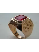 Vyrų rusų žiedas raudonas rožinis 14k aukso 585 su Aleksandritu Vintage vsc002