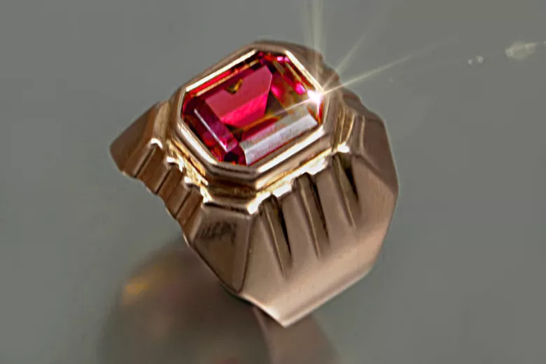Rose russe soviétique 14k 585 or Chevalière homme vsc002