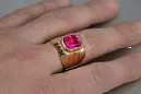 Vyrų rusų žiedas raudonas rožinis 14k aukso 585 su Aleksandritu Vintage vsc002