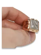 Vintage rose pink pink 14k gold 585 Men's Zircon signet ring Vintage vsc038