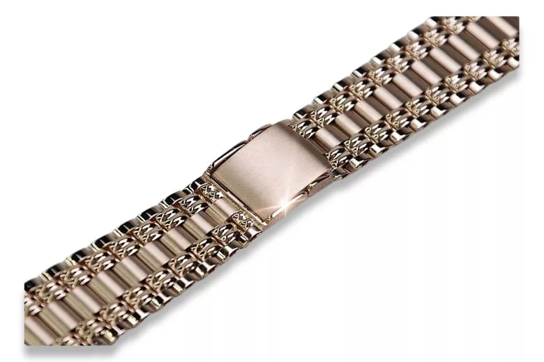 Rosa rosa 14k Pulsera de reloj de hombres de oro mbw006r