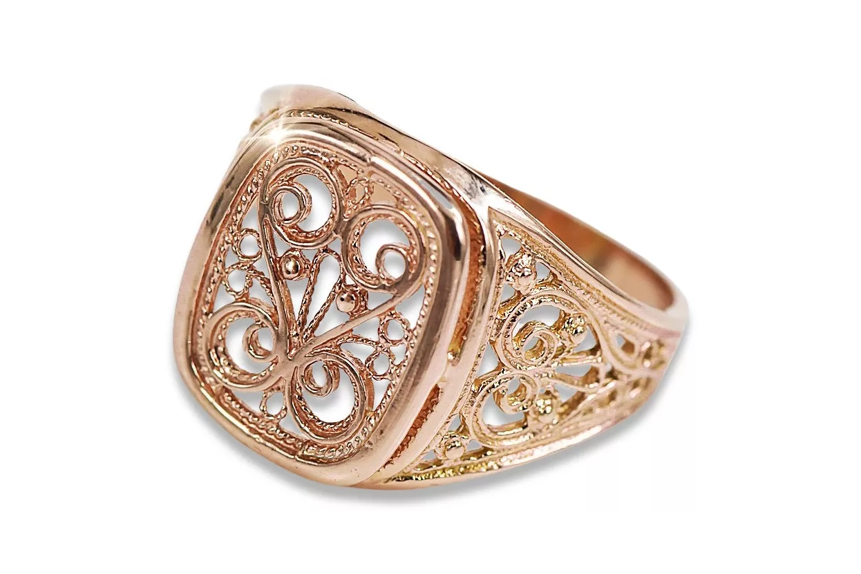 Vintage rose pink 14k 585 gold Men's signet ring vsn053