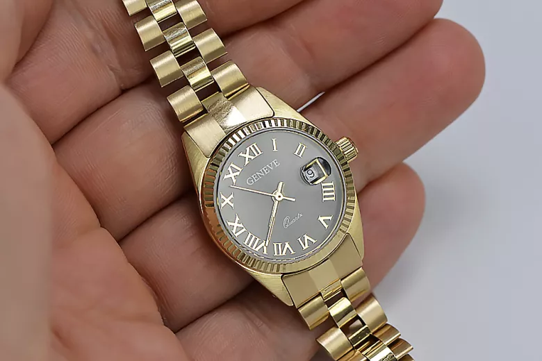 Puikus 14k 585 aukso moteriškasis laikrodis Geneve lw059ydbc