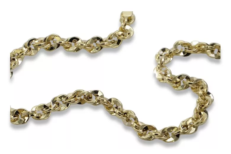 Италианско жълто 14k злато Ново въже диамантено нарязана гривна cb074y