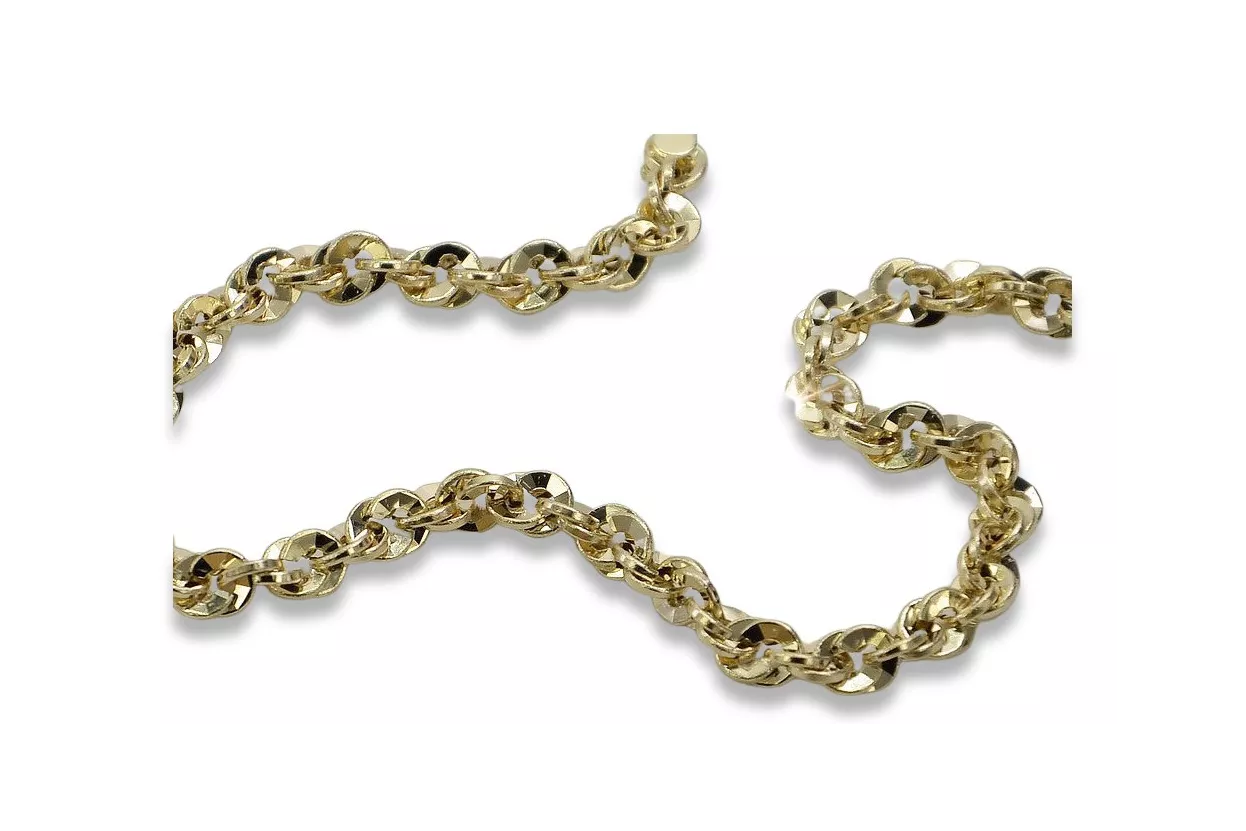 Италианско жълто 14k злато Ново въже диамантено нарязана гривна cb074y