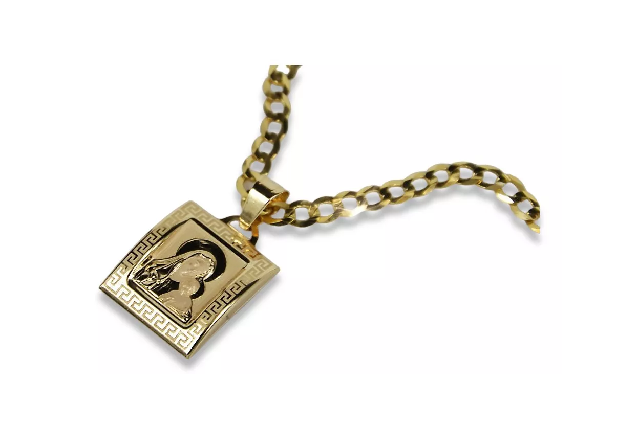 Золотий медальйон Марія ікона-кулон з ланцюжком ★ zlotychlopak.pl ★ Золото 585 333 низька ціна