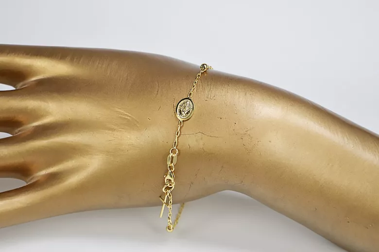 Złota bransoletka różaniec "Dolce Gab" 14k 585 diamentowana włoska rbc002y