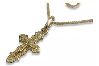 Zlatý ortodoxný kríž s reťazcom ★ https://zlotychlopak.pl/sk/ ★ Zlatá vzorka 585 333 Nízka cena