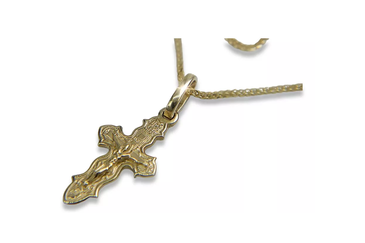 Croix orthodoxe en or avec chaîne ★ zlotychlopak.pl ★ échantillon d’or 585 333 Prix bas