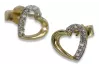 Italian yellow 14k 585 gold heart zircon earrings cec012y