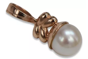 Ruso Soviet rosa 14k 585 perla dorada colgante vppr005