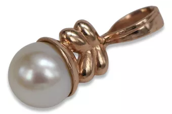 Ruso Soviet rosa 14k 585 perla dorada colgante vppr005