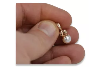 Ruso Soviet rosa 14k 585 perla dorada colgante vppr005