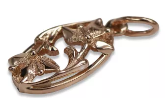 Русская роза розовая Советская 14к 585 золото СССР Винтаж листовый кулон vpn012