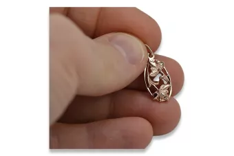 Russische Rose Rosa Sowjet 14k 585 Gold UdSSR Vintage Blatt Anhänger vpn012