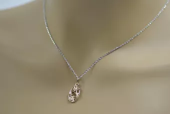 Vintage rose pink 14k 585 gold  Vintage leaf pendant vpn012