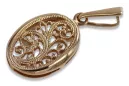 Vintage rose pink 14k 585 gold  Vintage oval pendant vpn088