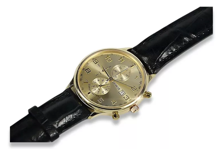Жовтий 14k золотий чоловічий годинник Geneve mw005y&mbw008y