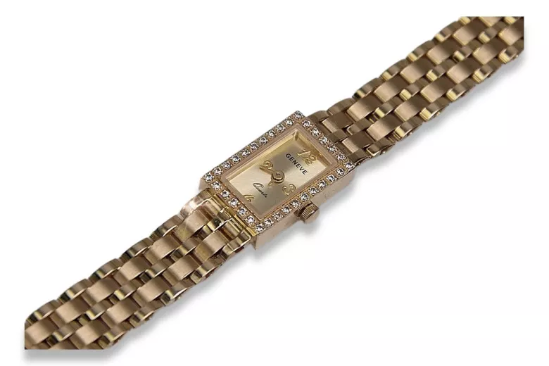 Prześliczny damski zegarek z czerwonego złota 14k 585 Geneve lw008r