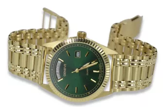 Італійський жовтий 14k 585 золотий чоловічий годинник Geneve mw013ydgr&mwb006y