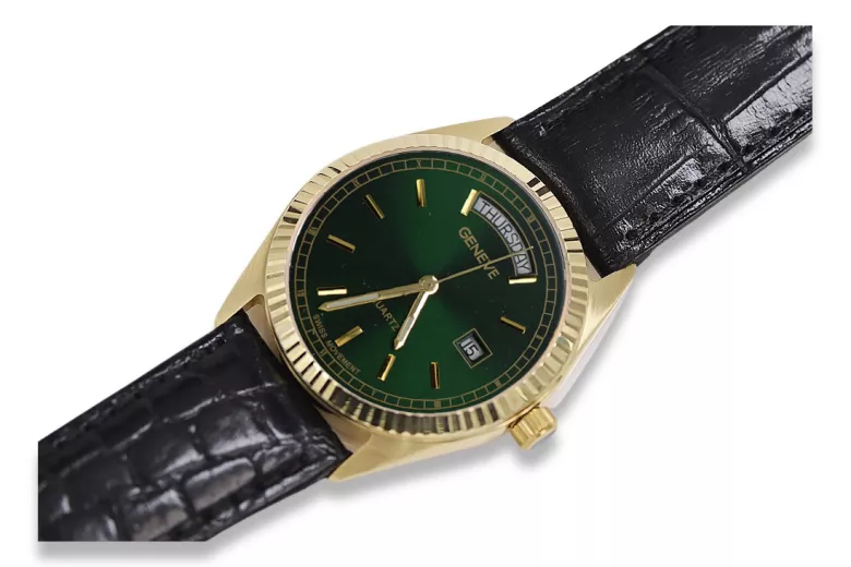 Złoty zegarek z bransoletą męski 14k włoski Geneve mw013ydgr&mbw006y
